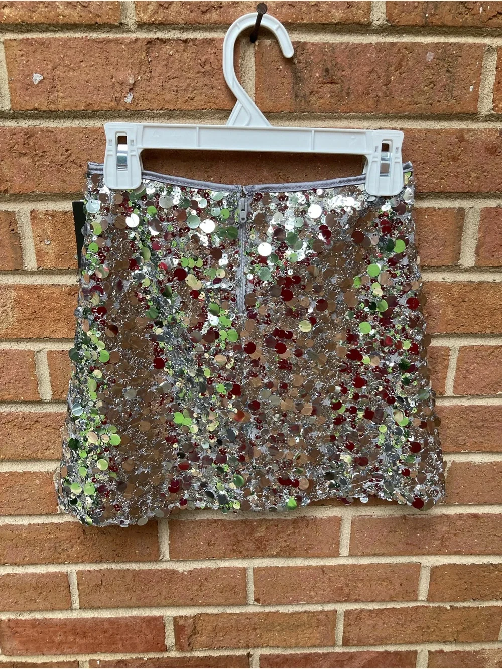 Silver Sequin Mini Skirt - Size: 8